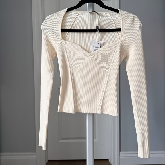 Simkhai Sweaters - SIMKHAI Giuliana Sweetheart Knit Top